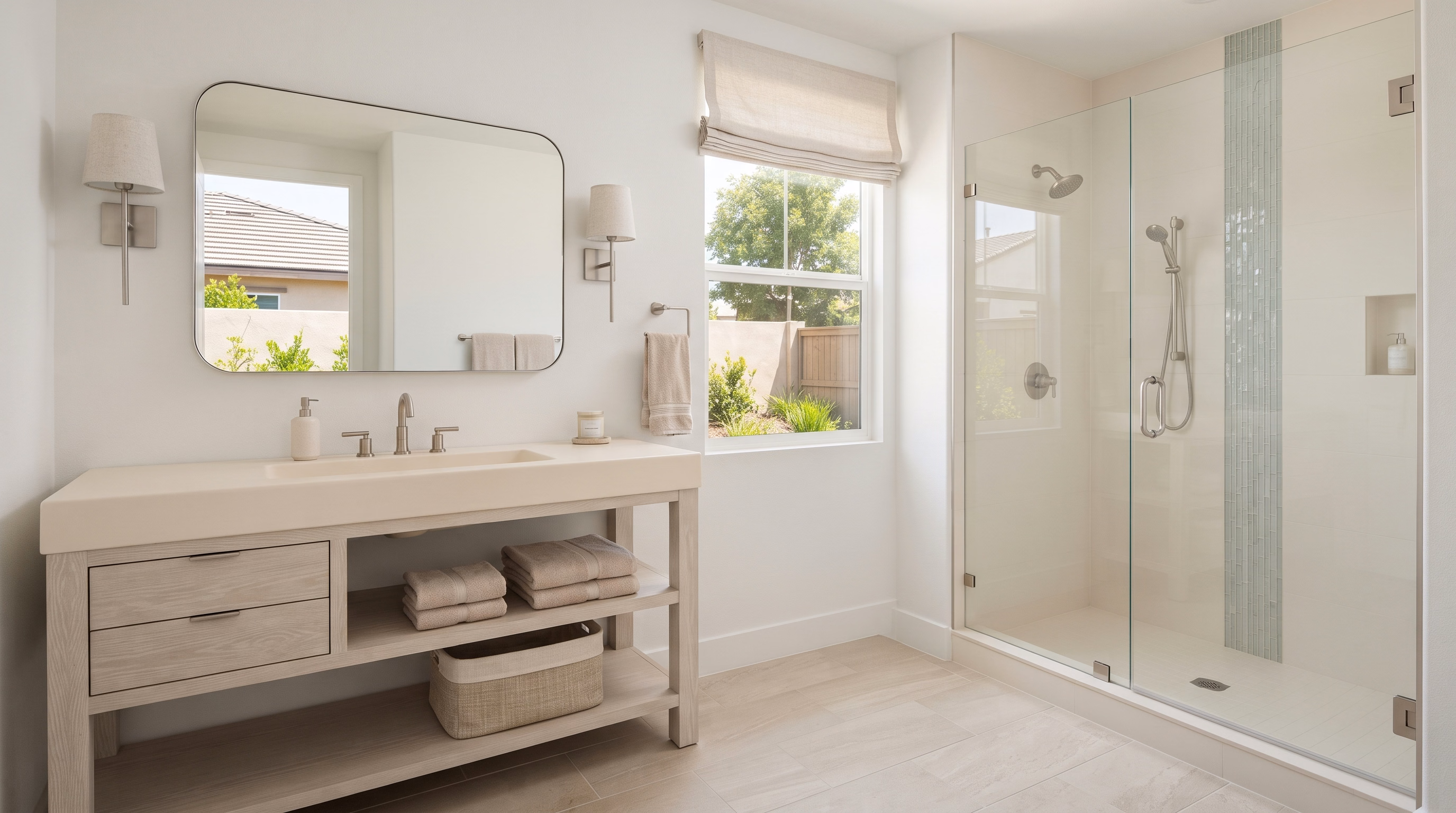 Desert Coastal Bathroom Style in San Bernardino.