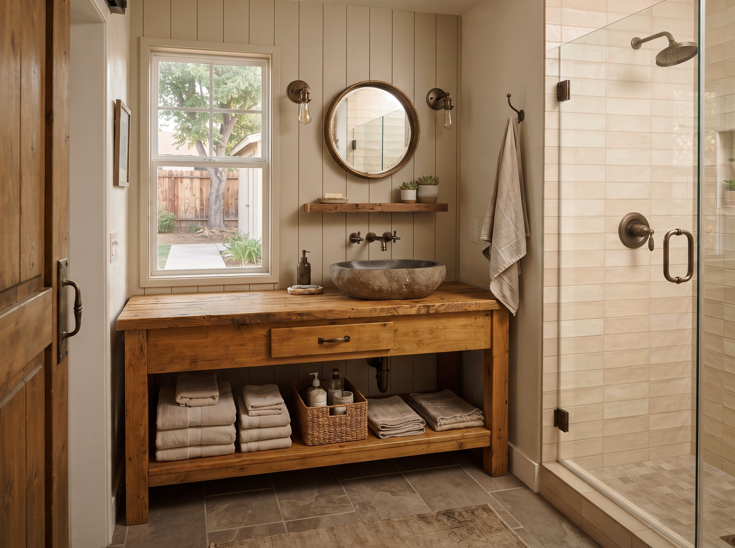 Rustic Farmhouse Bathroom Style Full Style 06 Rustic Farmhouse. in San Bernardino.