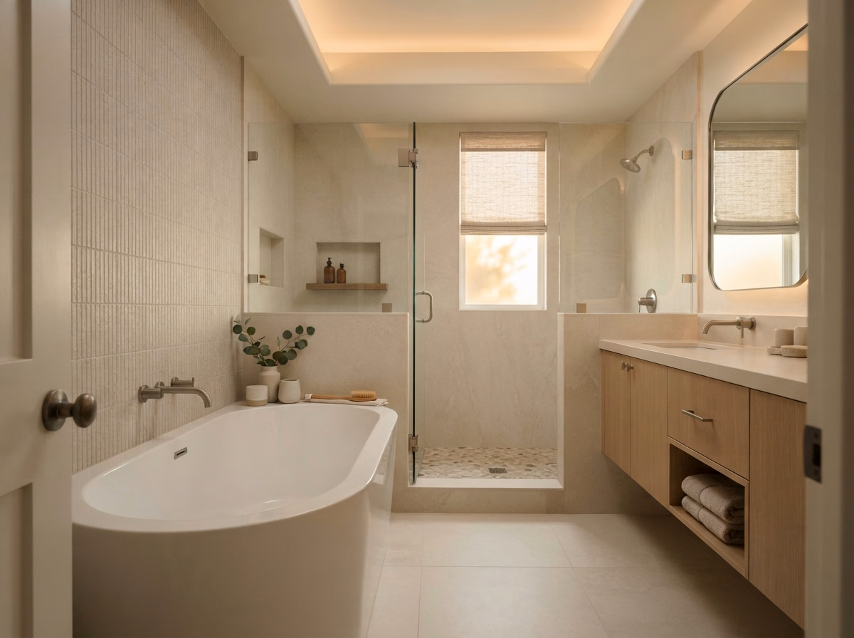 Spa Inspired Bathroom Style in San Bernardino.
