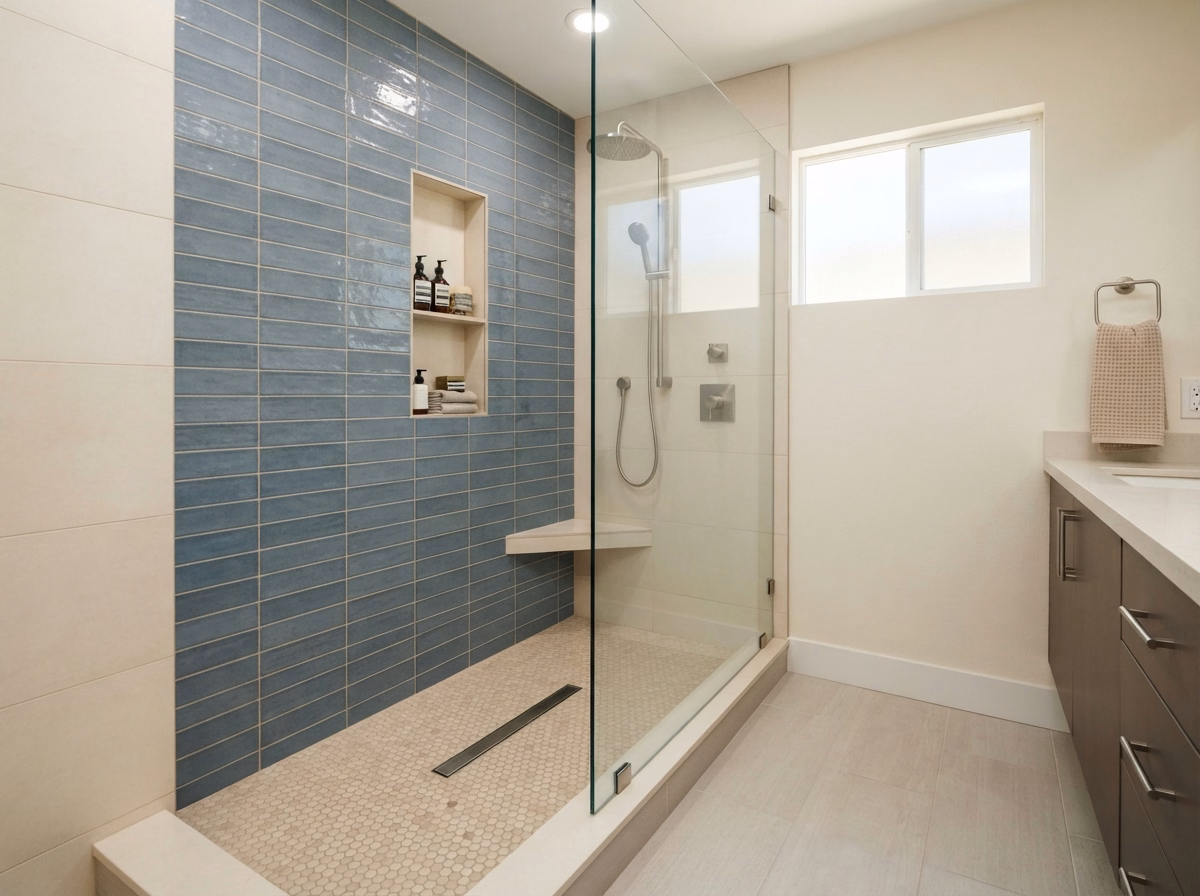 Victorville Tile Shower Remodel in San Bernardino.