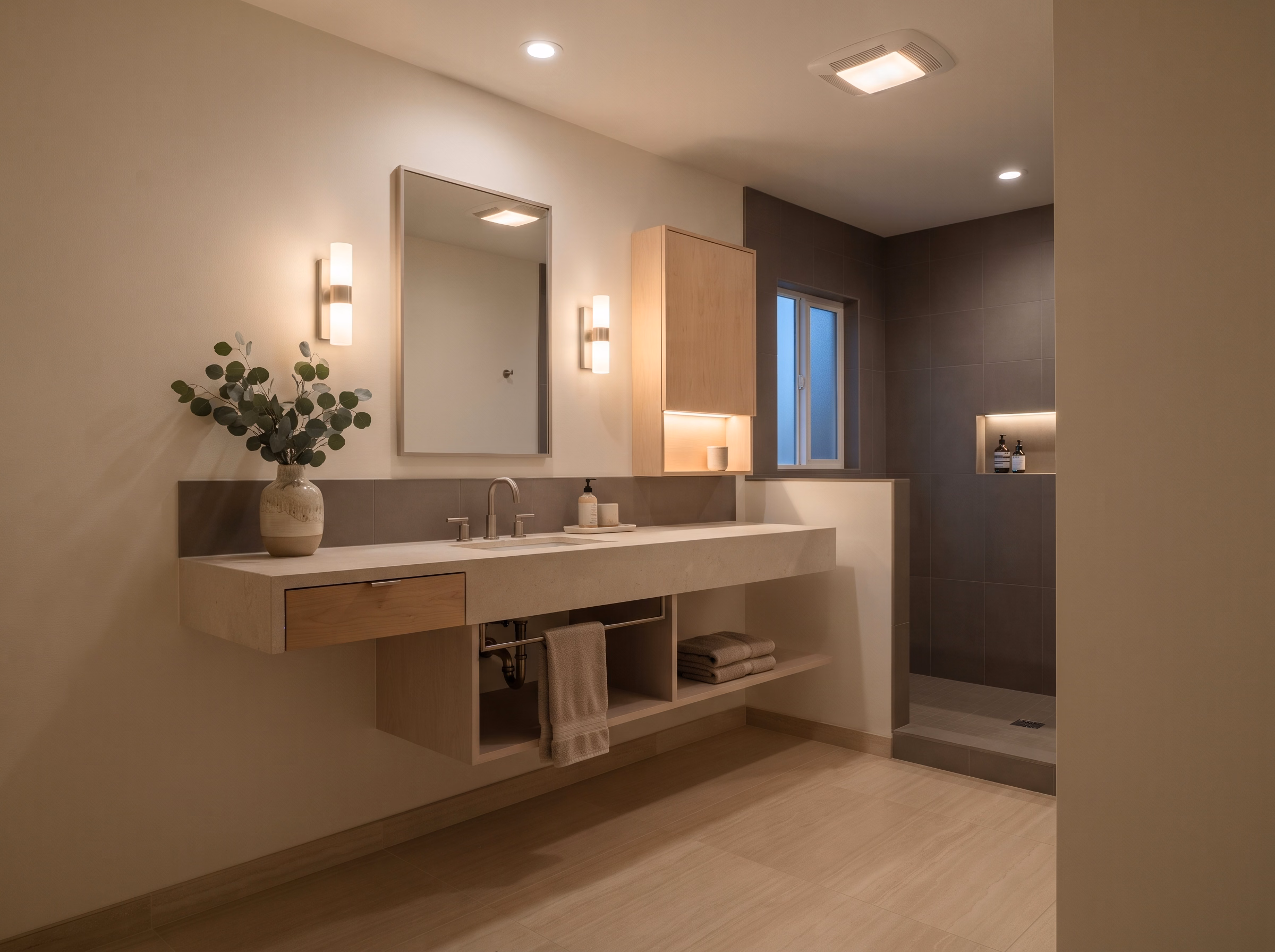 Bathroom Lighting for a San Bernardino County service area.