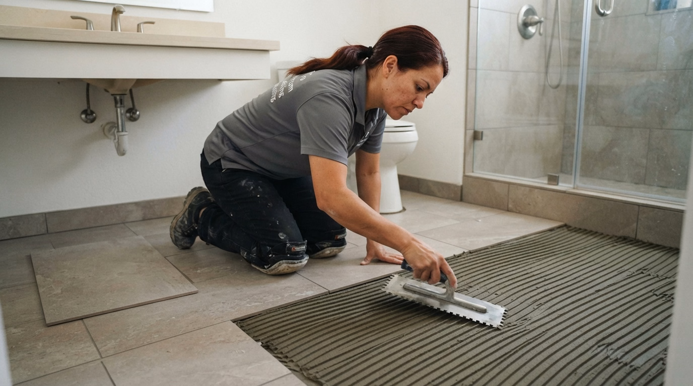 Bathroom Floor Installation in San Bernardino.