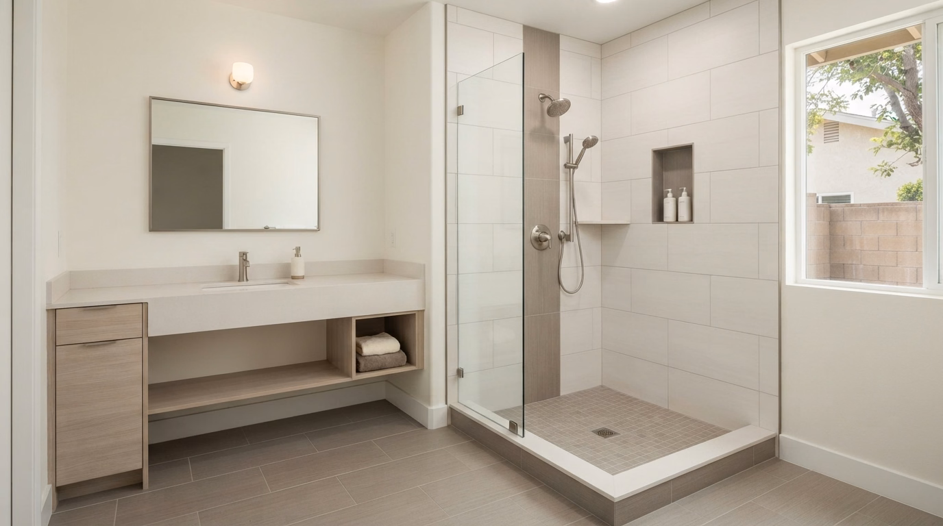 Completed Shower Renovation in San Bernardino.