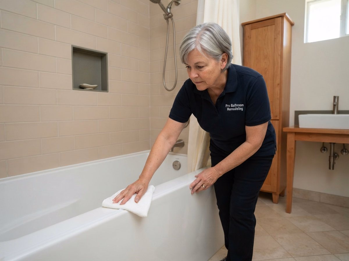 Final Inspection Cleanup for a San Bernardino bathtub conversion.
