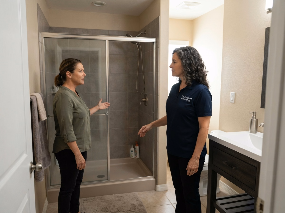 In Home Consultation for a San Bernardino bathtub conversion.