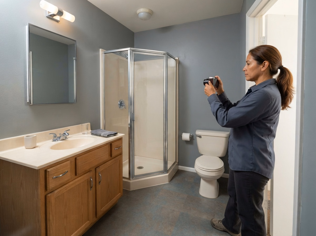 Measure Assess for a San Bernardino compact bathroom.
