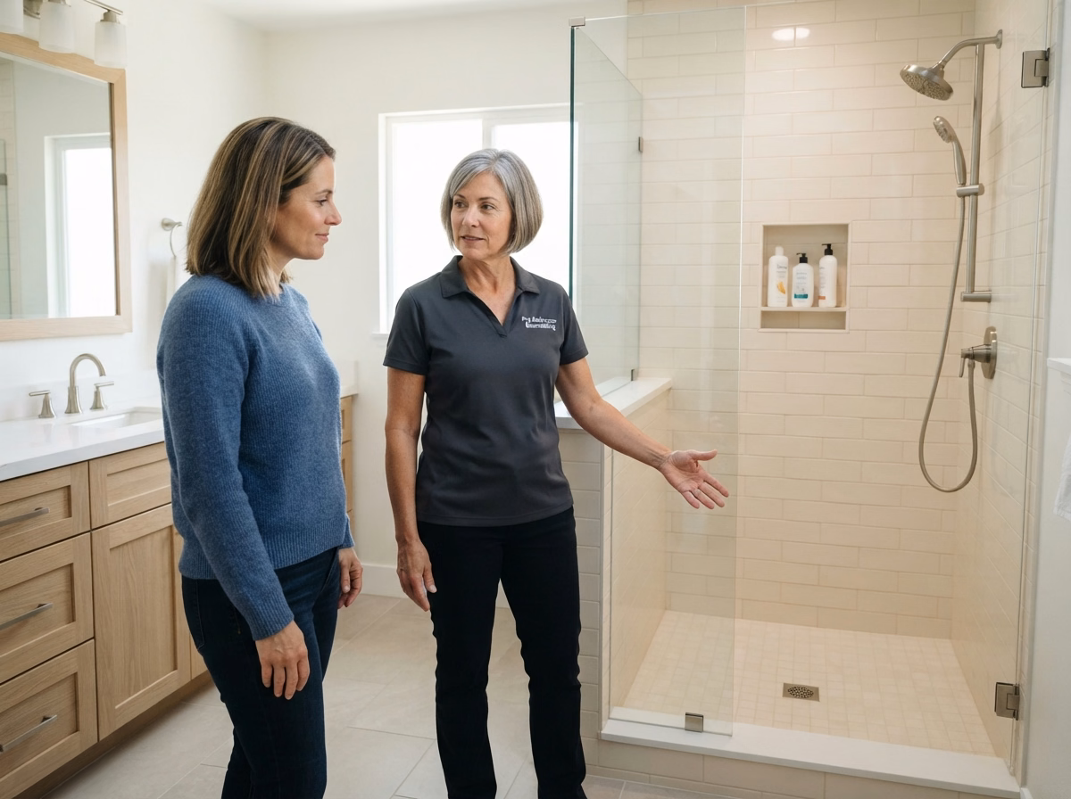 Final Inspection Cleanup for a San Bernardino shower conversion.