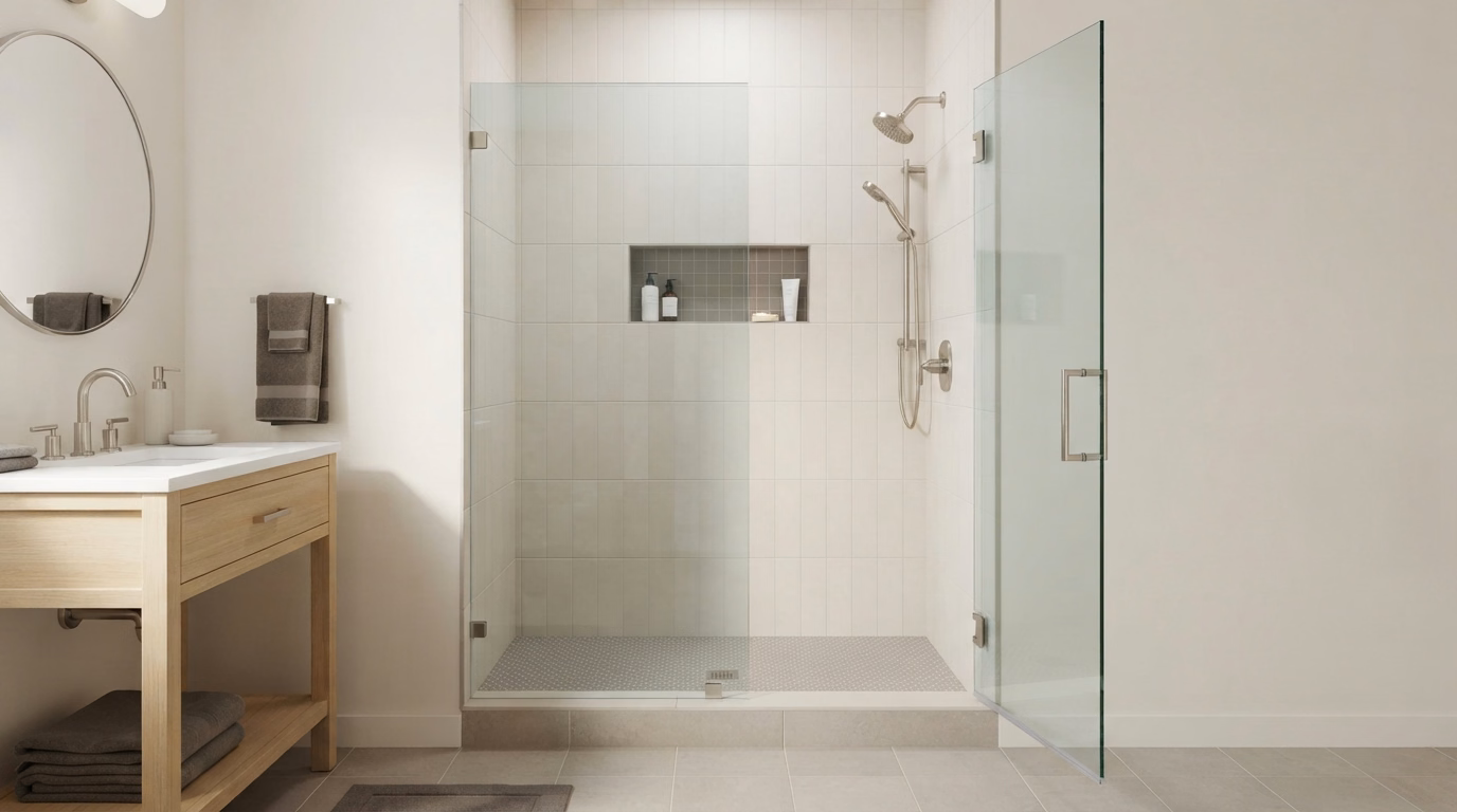Frameless Glass Enclosures for a San Bernardino shower conversion.
