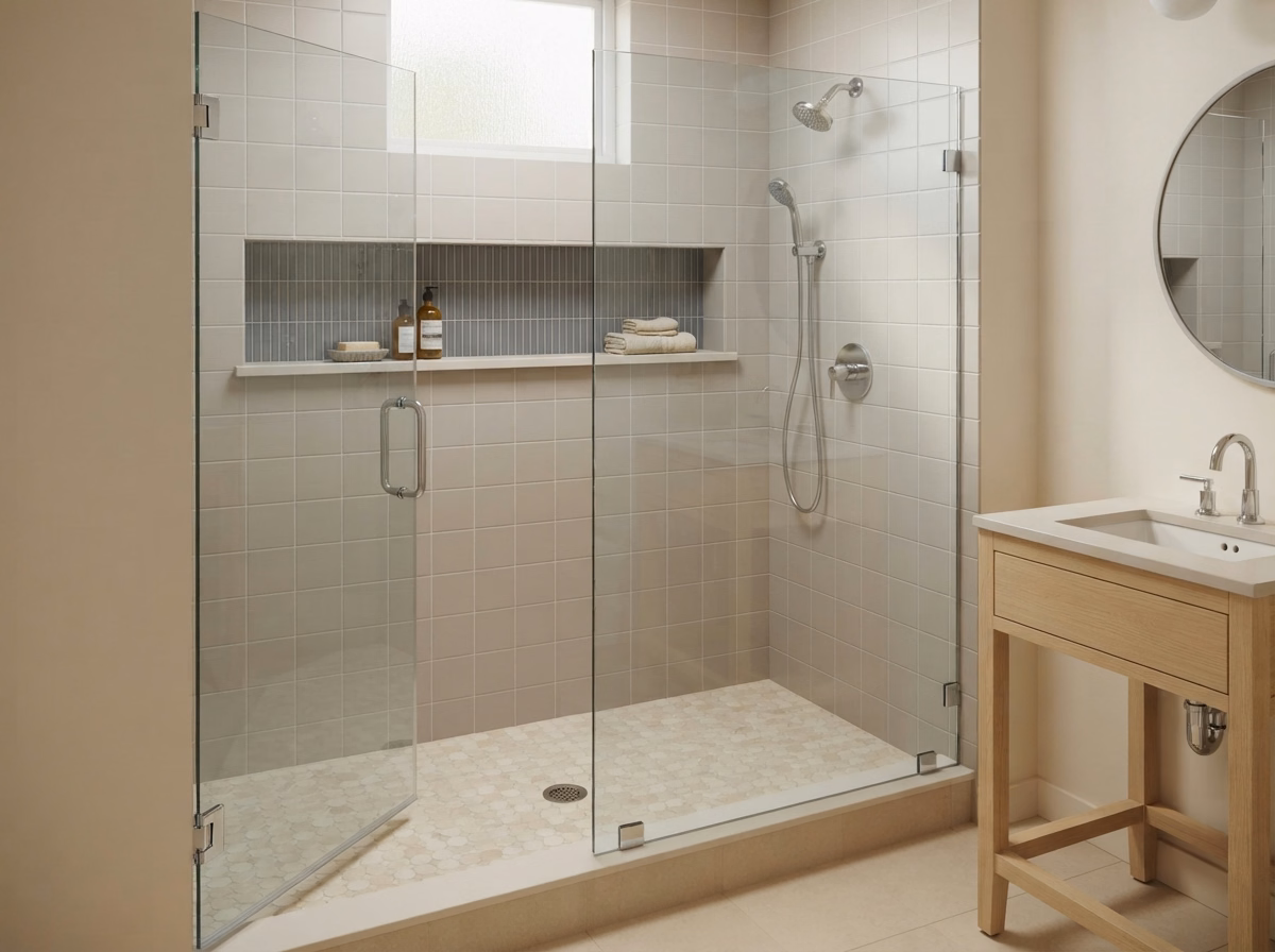 Rialto Frameless Glass Shower in San Bernardino.
