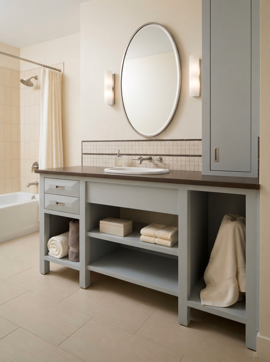 Open Shelving Vanity in San Bernardino.