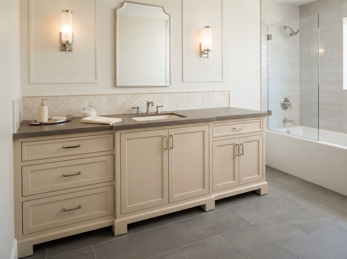 Traditional Transitional Design for a San Bernardino vanity project.