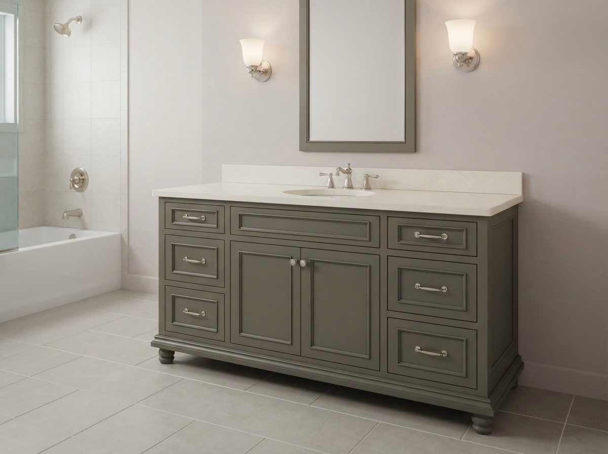 Traditional Transitional Vanity in San Bernardino.