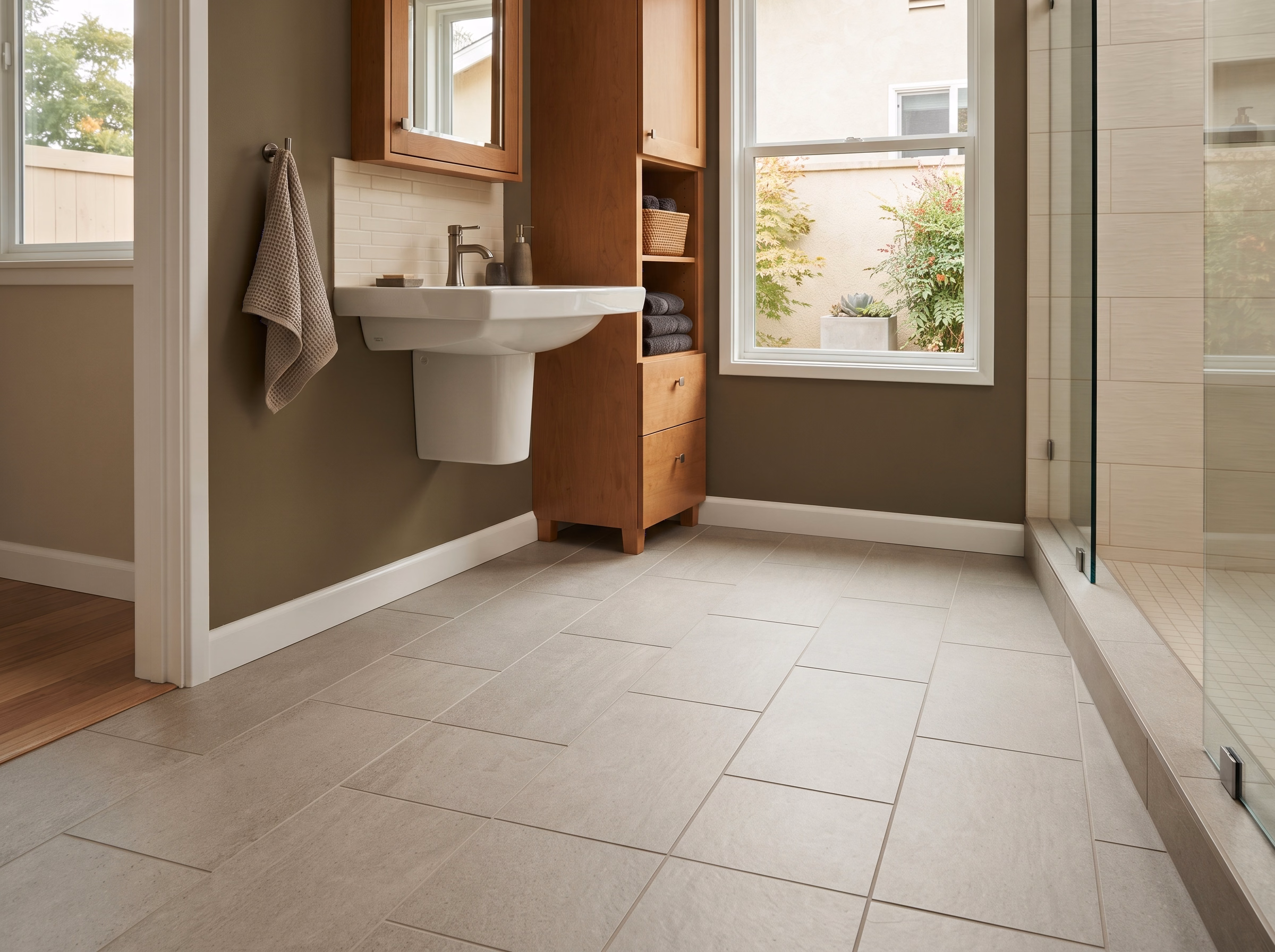 Bathroom Flooring Detail in San Bernardino.